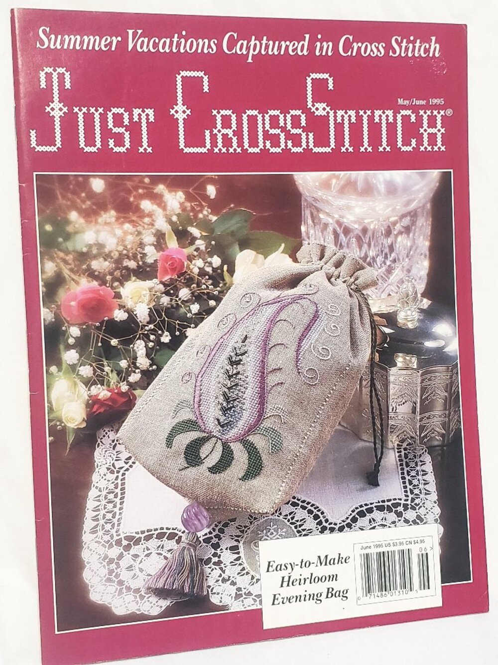 Just CrossStitch Magazine June 1995 Summer Vacations Fish Market Water Wildlife